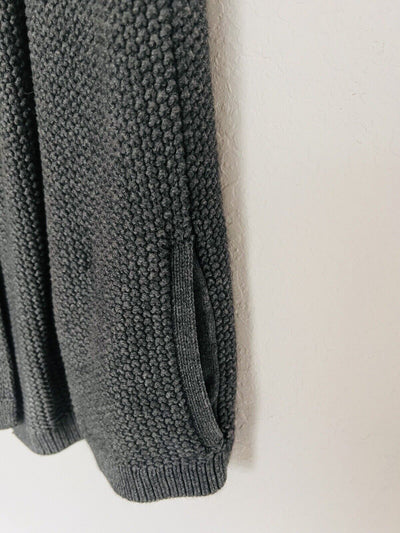 ARMANI EXCHANGE Knitted Short Sleeve Cardigan Sz S Cable Knit Collar Open Front