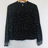 LUCKY BRAND Ditsy Floral Blouse Sz S Long Sleeve Black Smocked Neck Top Boho