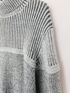NICK DANGER Mens Chunky Turtle Neck Sweater Sz L Grandpa Gray/White Academia