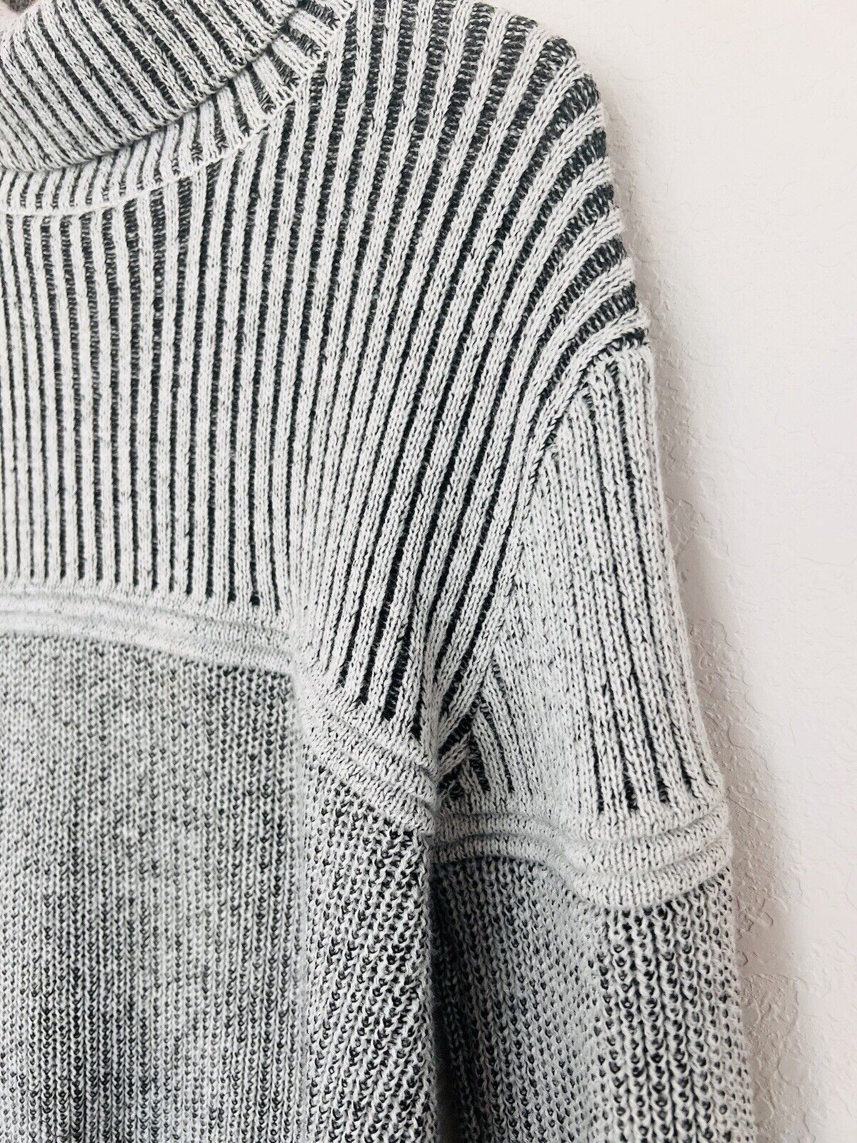 NICK DANGER Mens Chunky Turtle Neck Sweater Sz L Grandpa Gray/White Academia