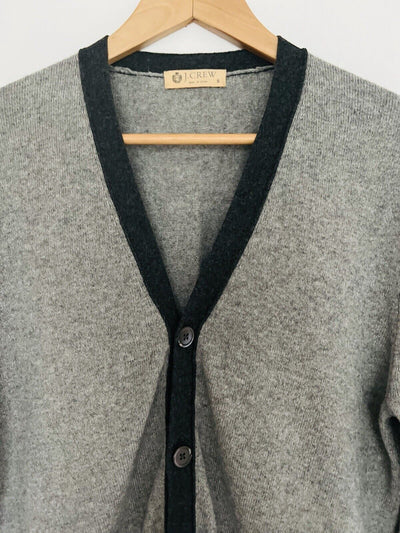 J. CREW Mens Gray Button Cardigan Sz S Cashmere Blend Pockets Grandpa Sweater