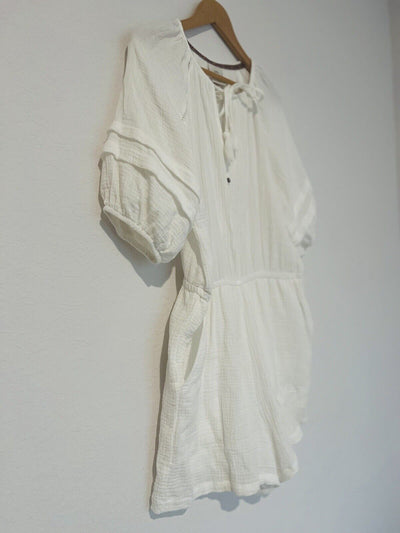KNOX ROSE Romper Sz L Short Sleeve 100% Cotton Gauze Shorts One Piece Boho