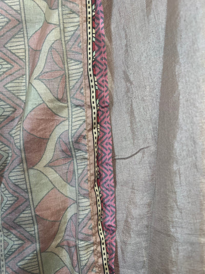 Recycled Silk-Blend Patchwork Wrap Maxi Skirt — Powder Pink