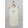 KENZIE White Turquoise Dress Beaded Sz 6 Sleeveless Cotton Lined Boho Western
