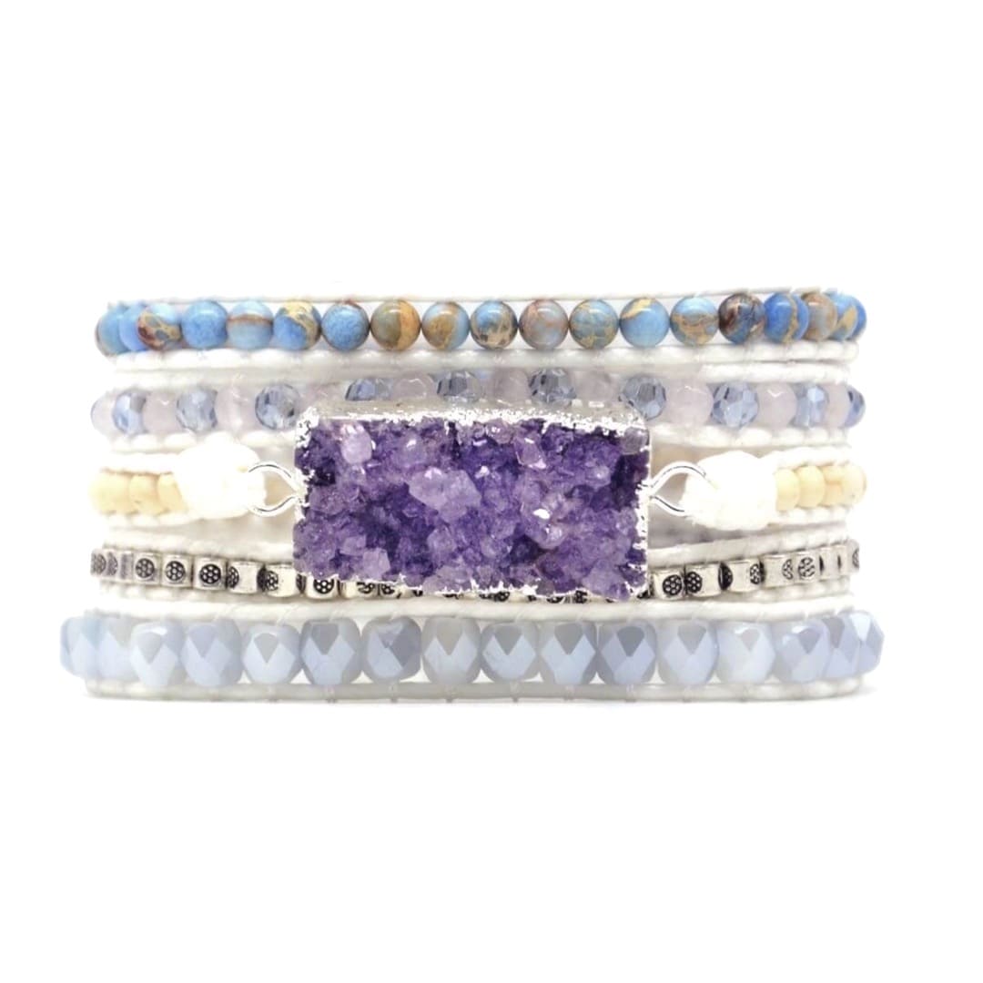 Avaris Quartz Geode Boho Wrap Bracelet Freya Branwyn