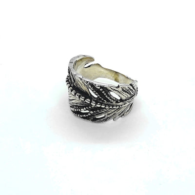 Bohemian Boho Chic Leaf Feather Rings In 925 Sterling Silver Artisan Indian Nature Ring.jpg