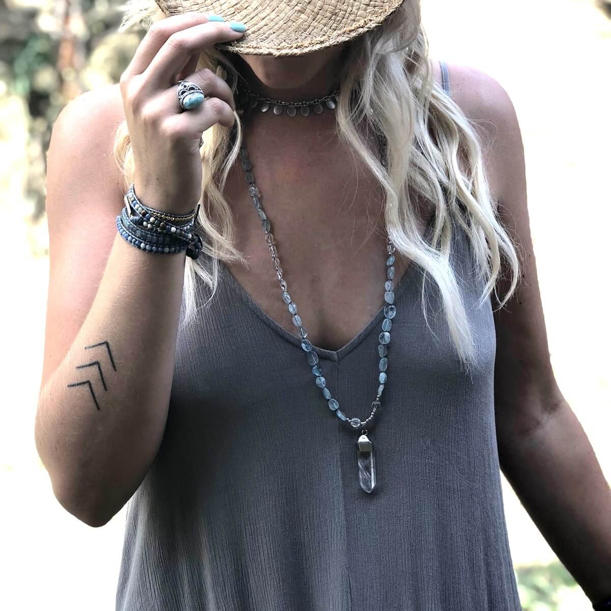 Branwyn Aquamarine Quartz Necklace-Necklace-Freya Branwyn