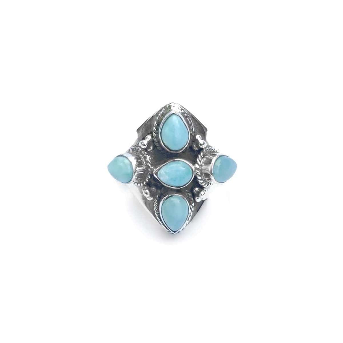 Fleur Larimar Sterling Silver Ring Freya Branwyn Boho Gypsy Style Heavy Rings