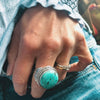 Freya Branwyn Turquoise Signature Ring Sterling Silver Heavy Boho Rings