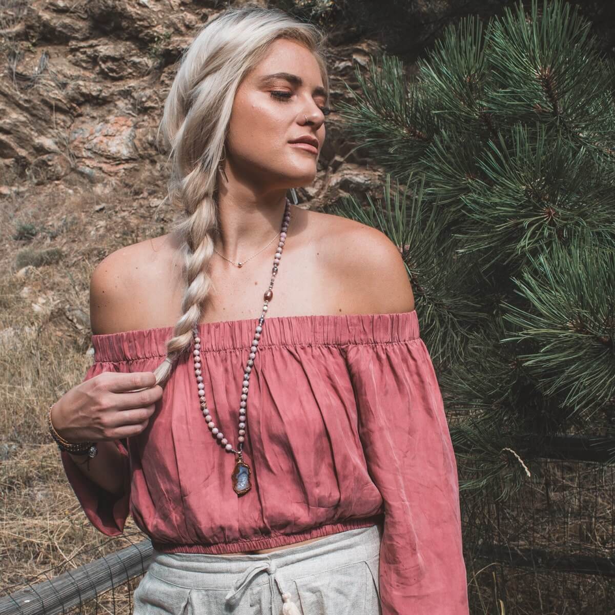 Blush Gilded Agate Necklace Rings Necklaces Earrings