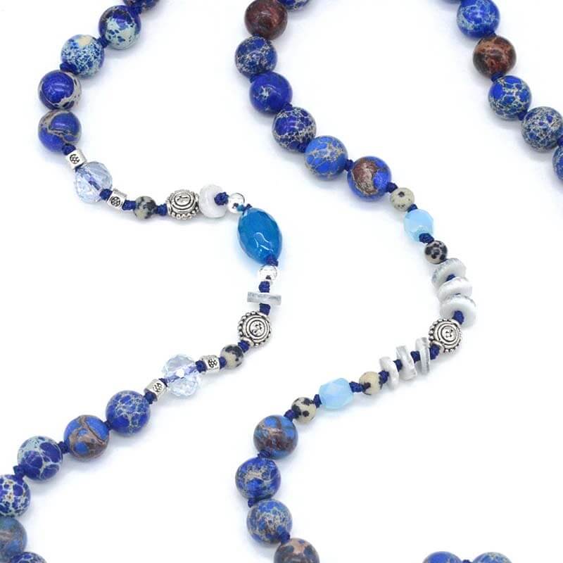 Handmade Imperial Blue Gilded Stone Necklace-Necklace-Freya Branwyn