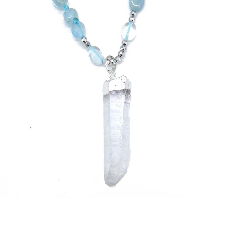 Blue Quartz Crystal Necklace | Magician Stone Sacred Geometry Pendant -  VOLTLIN