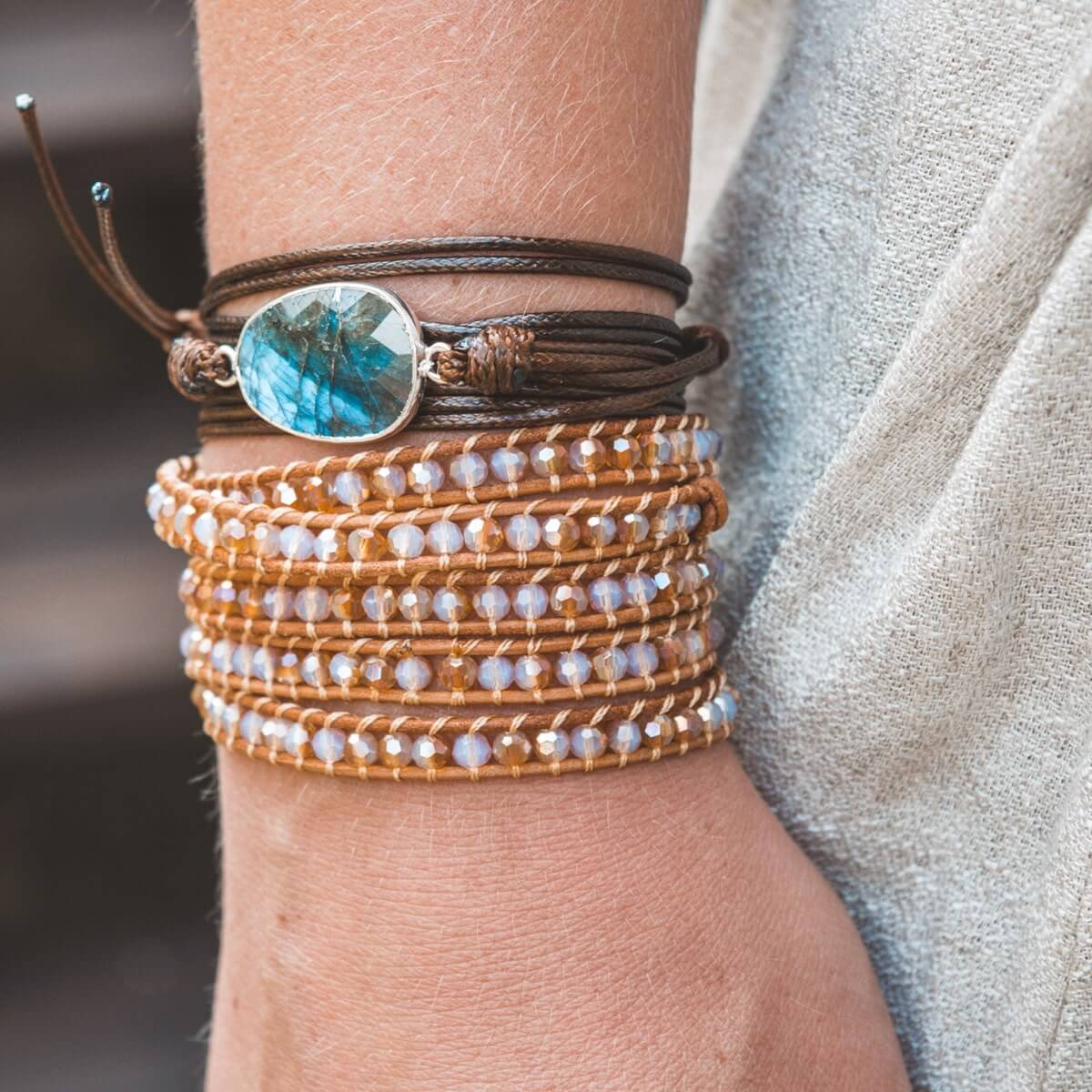 Handmade Pink Crystal Wrap-Bracelet-Freya Branwyn