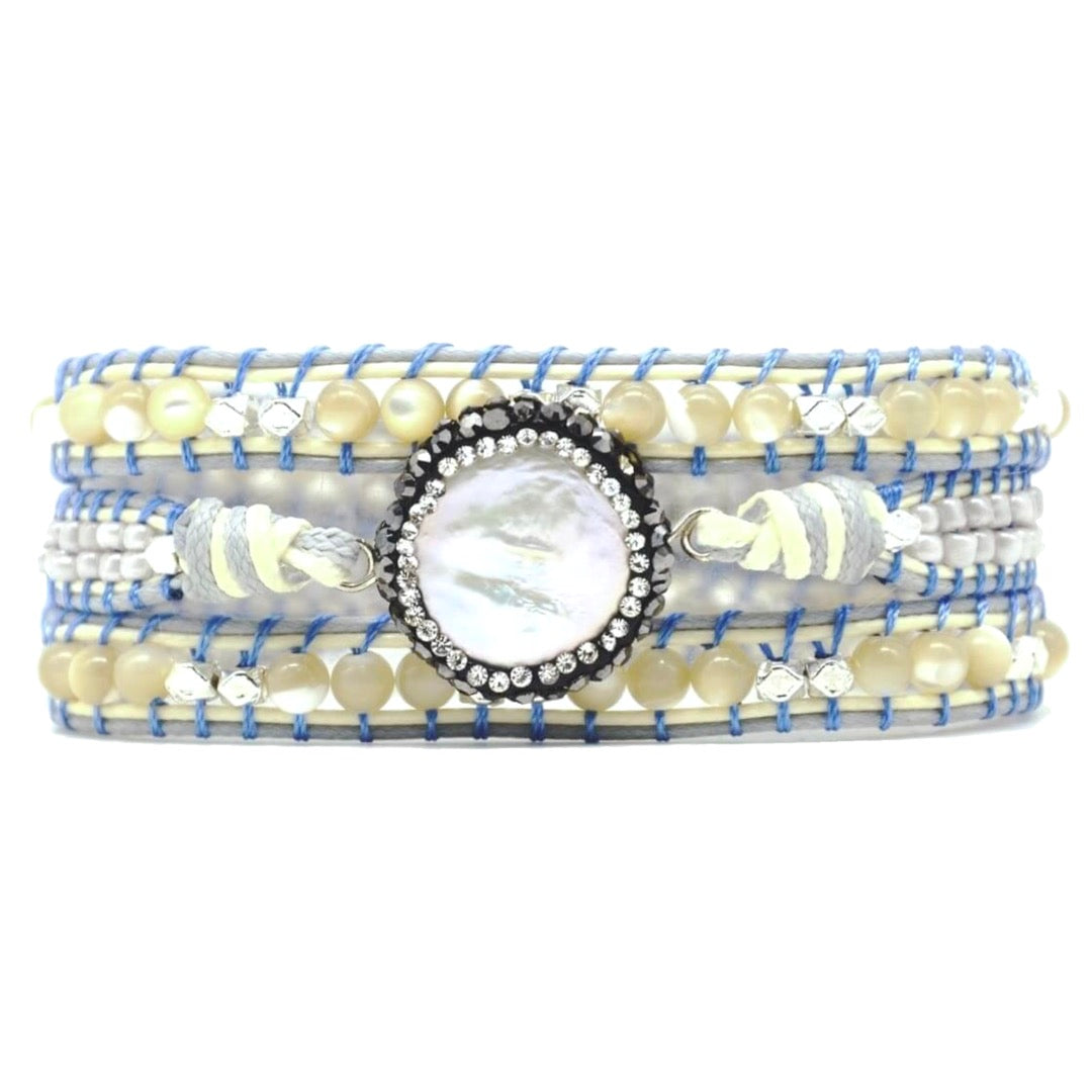 Naiad Shell Pearl Wrap Vegan Bracelet Boho Oceans
