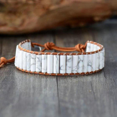Aztec Stone Leather Wrap-Bracelet-Freya Branwyn