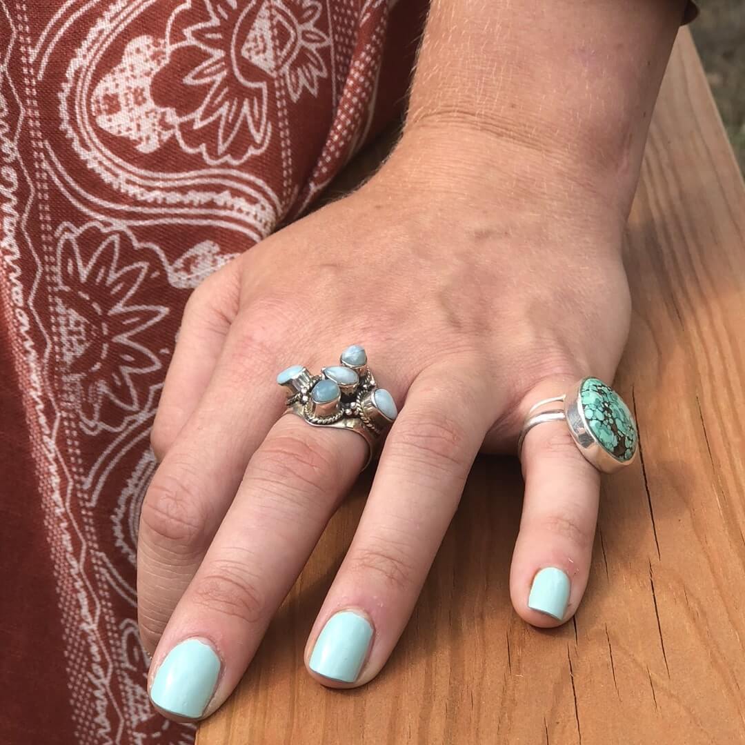 Fleur Larimar Ring-Rings-Freya Branwyn