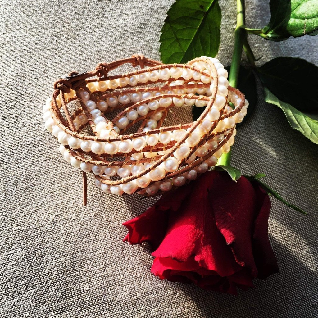 Freshwater Pearl Wrap-Bracelet-Freya Branwyn