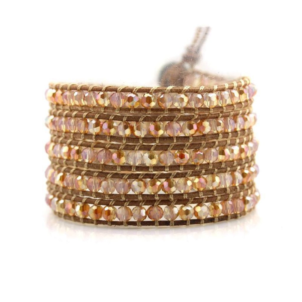 Handmade Pink Crystal Wrap-Bracelet-Freya Branwyn