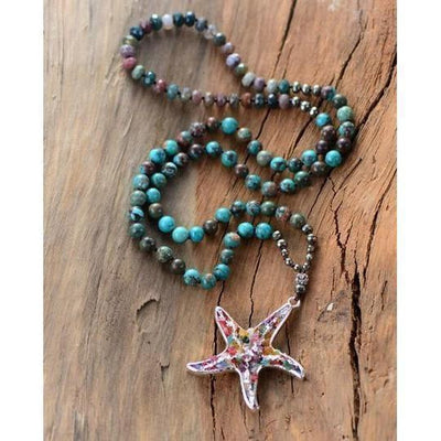 Handmade Stone Sea Star Necklace-Necklace-Freya Branwyn