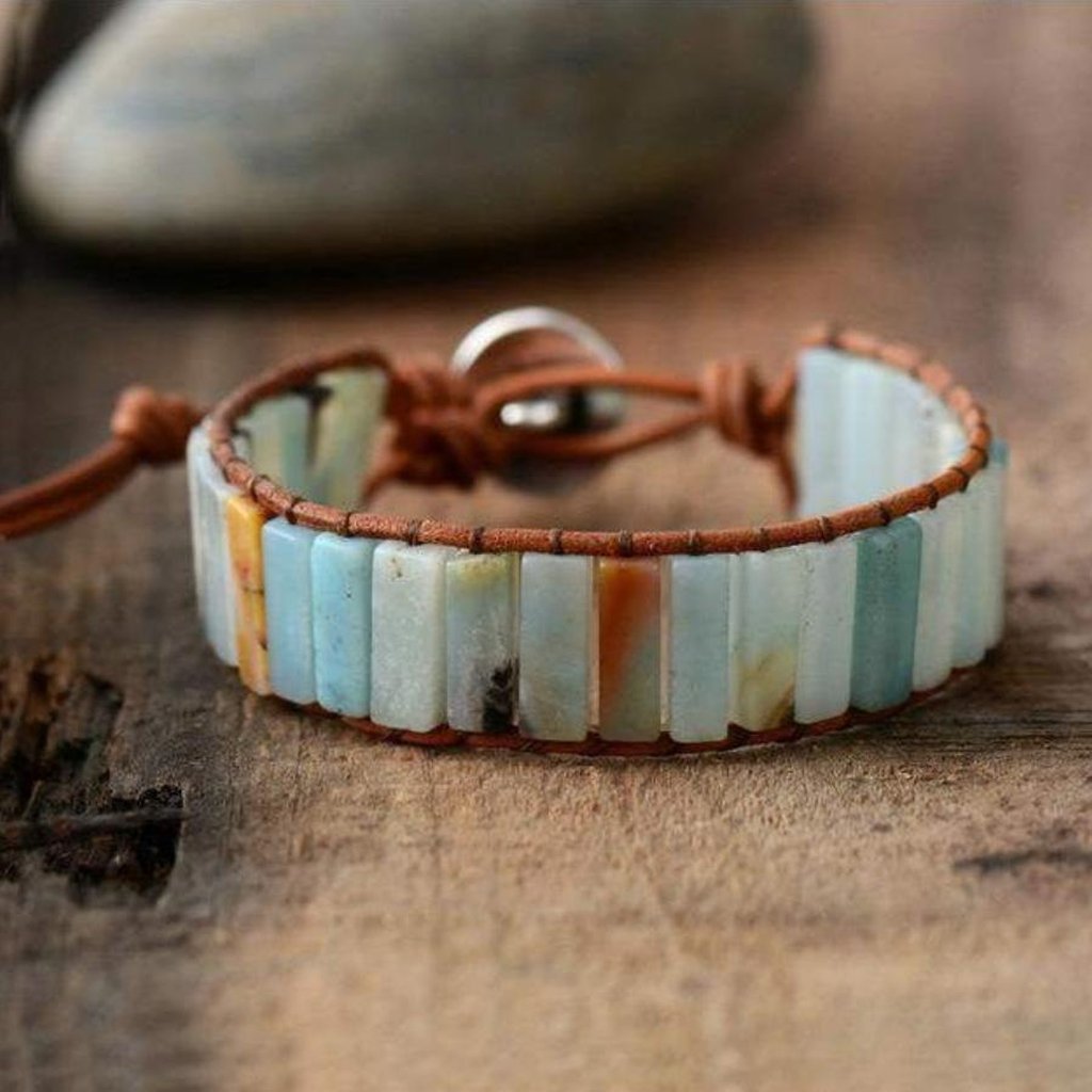 Leia Handmade Amazonite Wrap Bracelet-Bracelet-Freya Branwyn