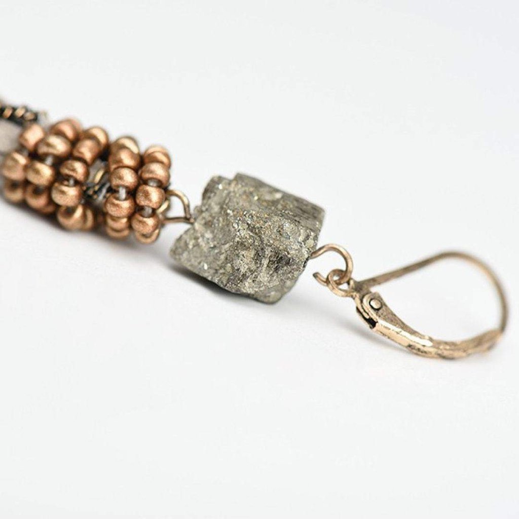 Stone and Suede Drop Earrings-Earrings-Freya Branwyn