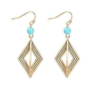 Turquoise Geometric Earrings-Earrings-Freya Branwyn