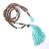 Turquoise White Wooden Mala Necklace-Necklace-Freya Branwyn