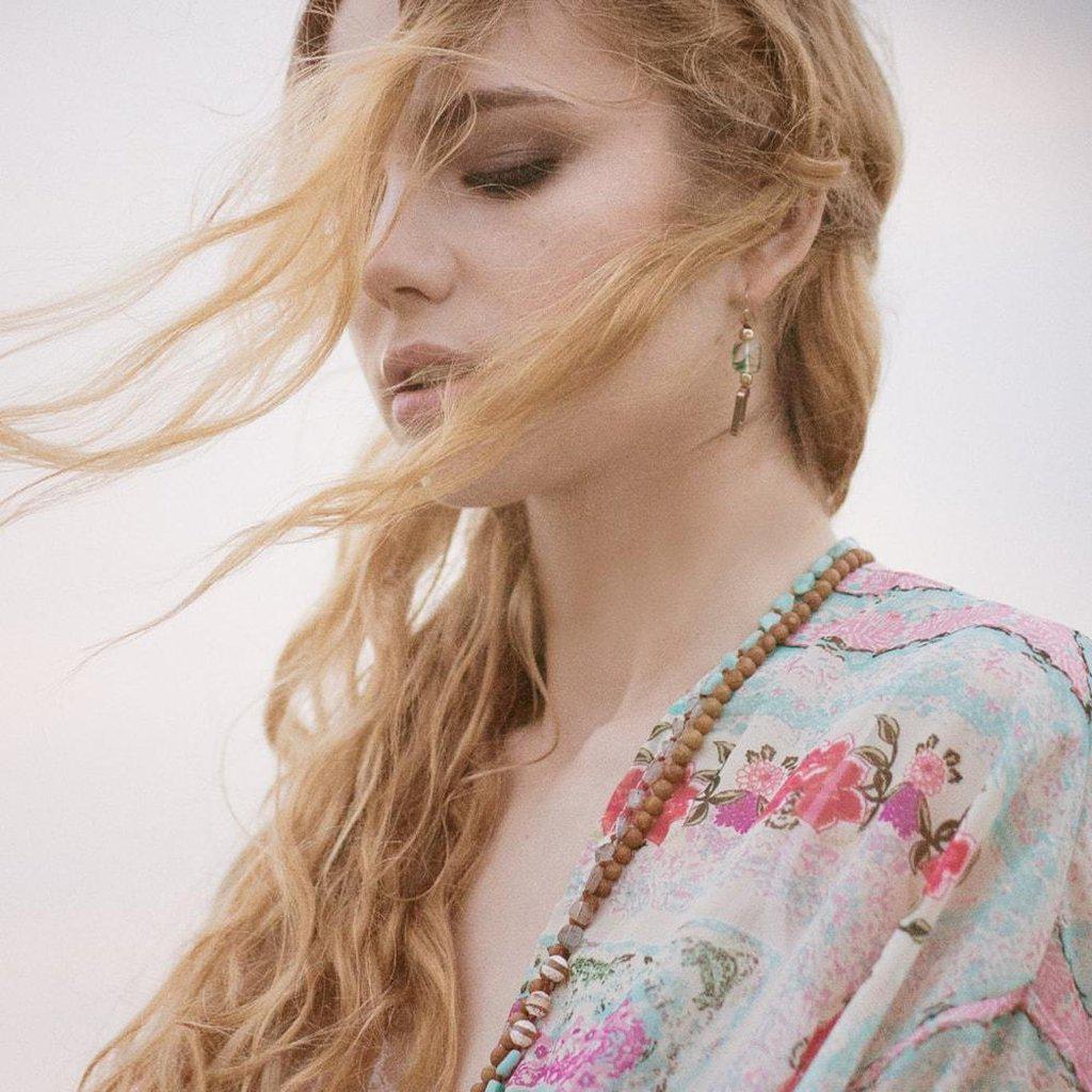 Vintage Natural Stone Drop Earrings-Earrings-Freya Branwyn