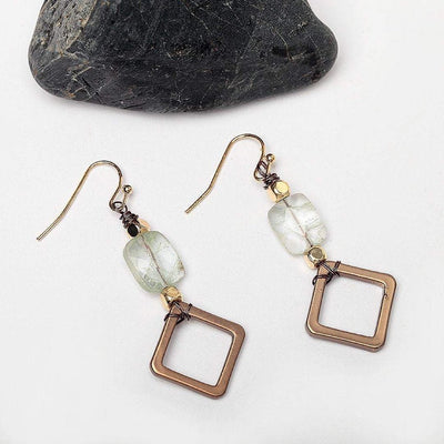 Vintage Natural Stone Drop Earrings-Earrings-Freya Branwyn